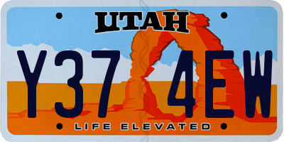 UT license plate Y374EW