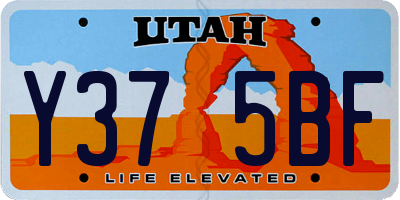UT license plate Y375BF