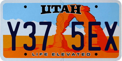 UT license plate Y375EX