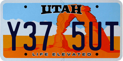 UT license plate Y375UT