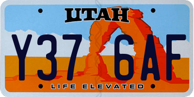 UT license plate Y376AF
