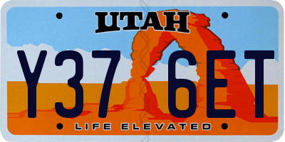 UT license plate Y376ET