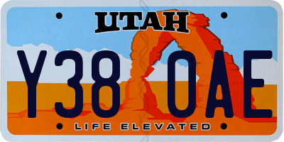 UT license plate Y380AE