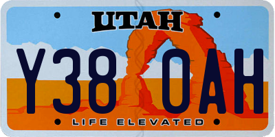 UT license plate Y380AH