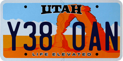 UT license plate Y380AN