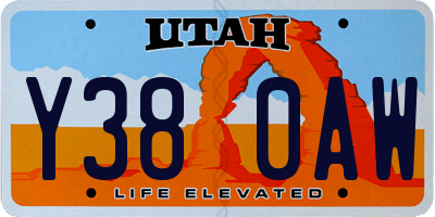 UT license plate Y380AW