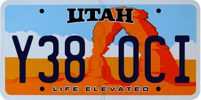 UT license plate Y380CI