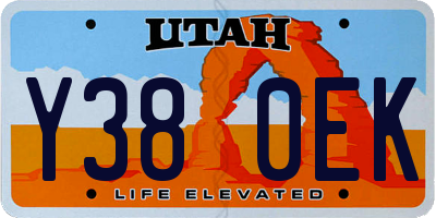 UT license plate Y380EK
