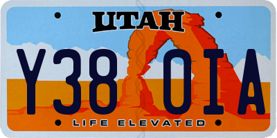 UT license plate Y380IA