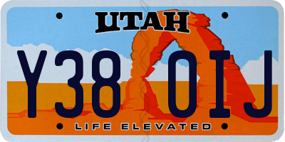 UT license plate Y380IJ