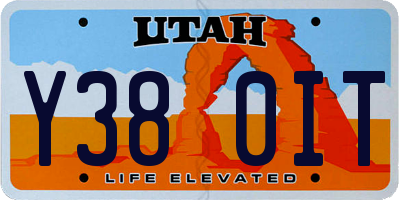 UT license plate Y380IT