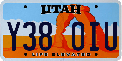 UT license plate Y380IU