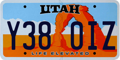 UT license plate Y380IZ