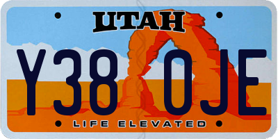UT license plate Y380JE