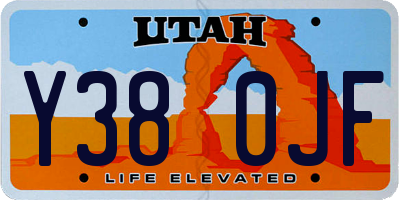 UT license plate Y380JF