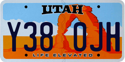 UT license plate Y380JH