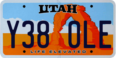 UT license plate Y380LE