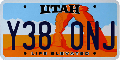 UT license plate Y380NJ