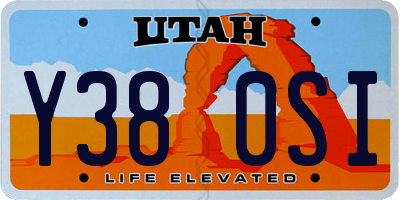 UT license plate Y380SI
