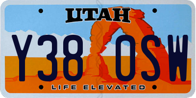 UT license plate Y380SW