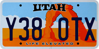 UT license plate Y380TX