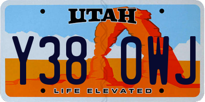UT license plate Y380WJ