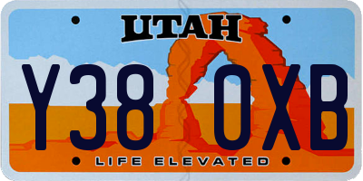 UT license plate Y380XB