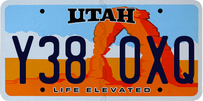 UT license plate Y380XQ