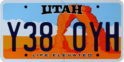 UT license plate Y380YH