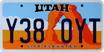 UT license plate Y380YT