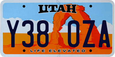 UT license plate Y380ZA