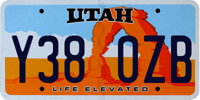 UT license plate Y380ZB