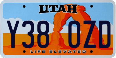 UT license plate Y380ZD