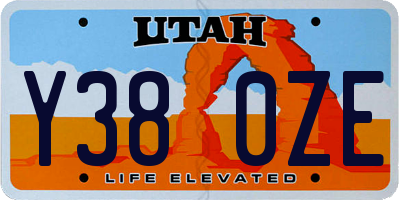 UT license plate Y380ZE