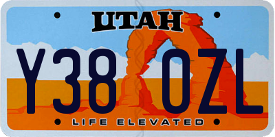 UT license plate Y380ZL