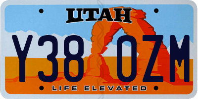 UT license plate Y380ZM