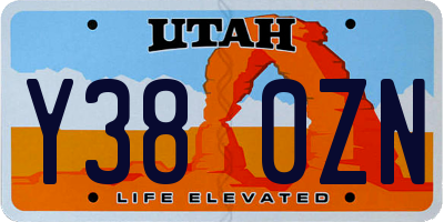 UT license plate Y380ZN