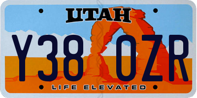 UT license plate Y380ZR