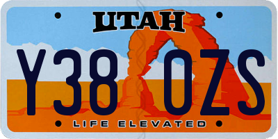 UT license plate Y380ZS