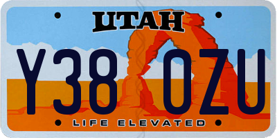 UT license plate Y380ZU