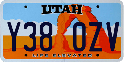 UT license plate Y380ZV