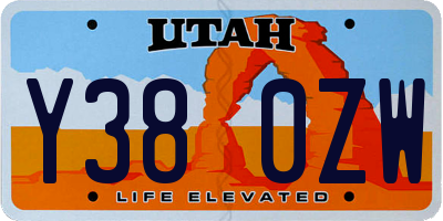 UT license plate Y380ZW