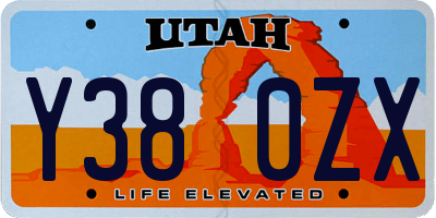 UT license plate Y380ZX
