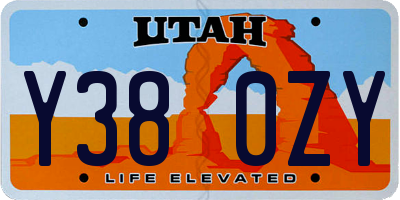 UT license plate Y380ZY