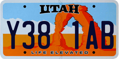 UT license plate Y381AB