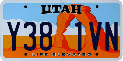 UT license plate Y381VN
