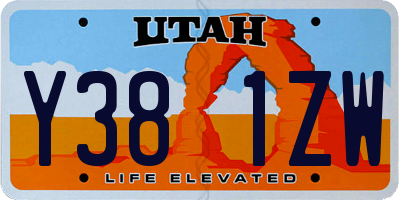 UT license plate Y381ZW