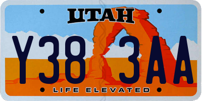 UT license plate Y383AA