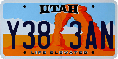 UT license plate Y383AN