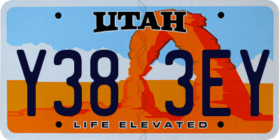 UT license plate Y383EY